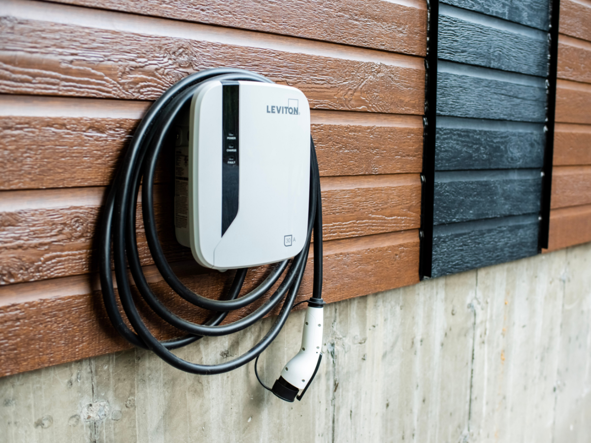 EV charger installed outside of homeowner's garage